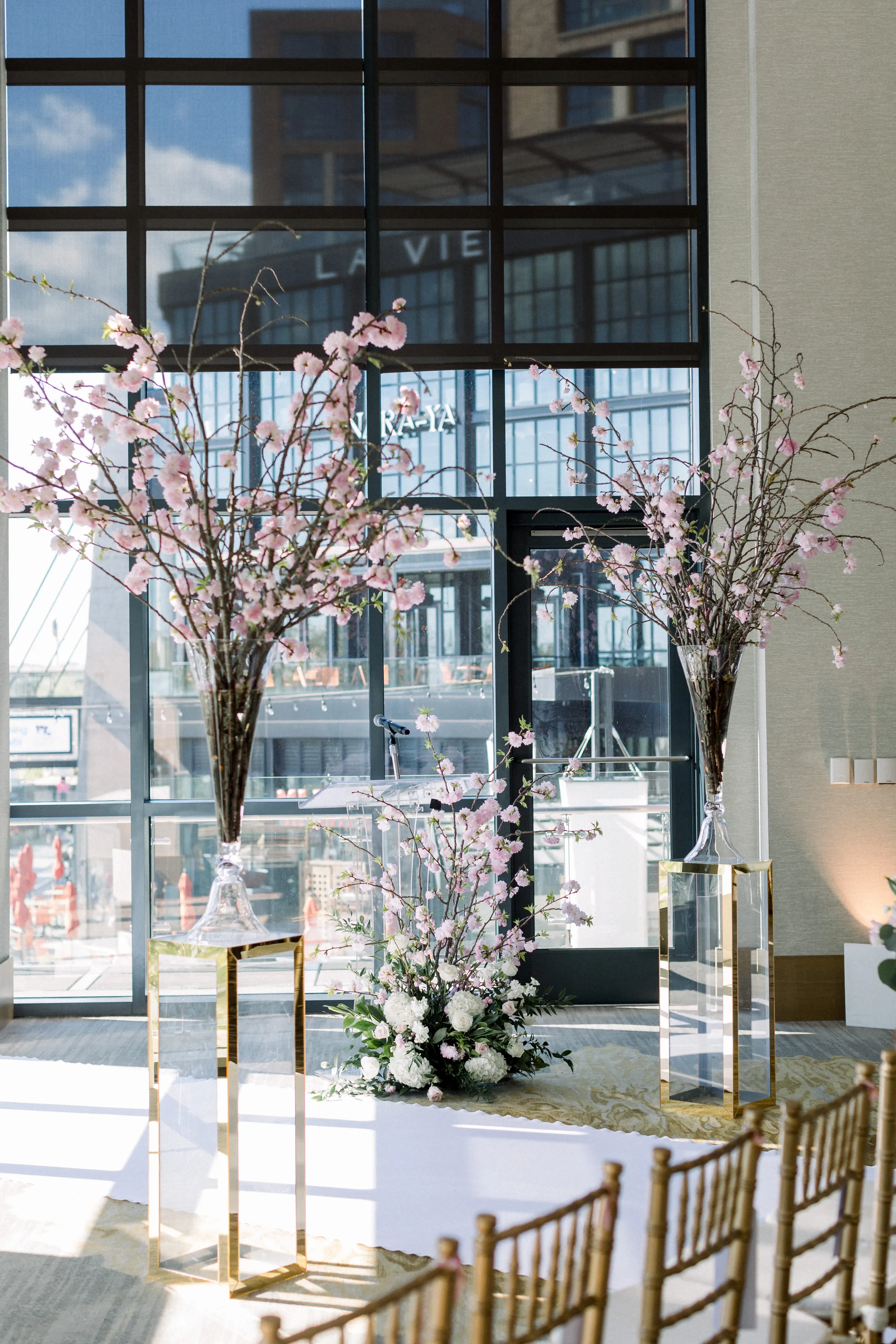 Acrylic chuppah cherry blossom ceremony