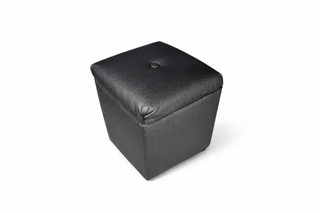 Black Leather Square Ottoman