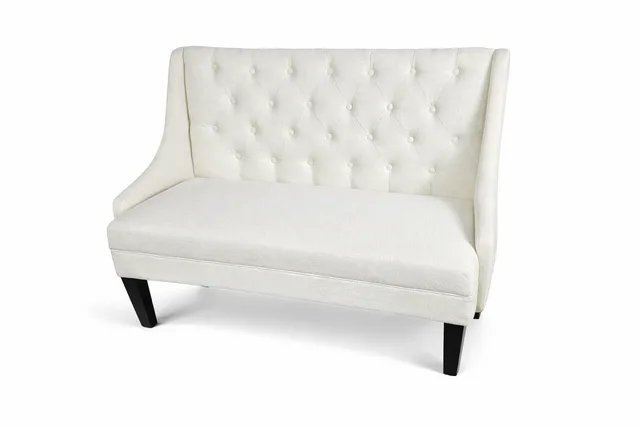 Cream Tufted Linen Loveseat