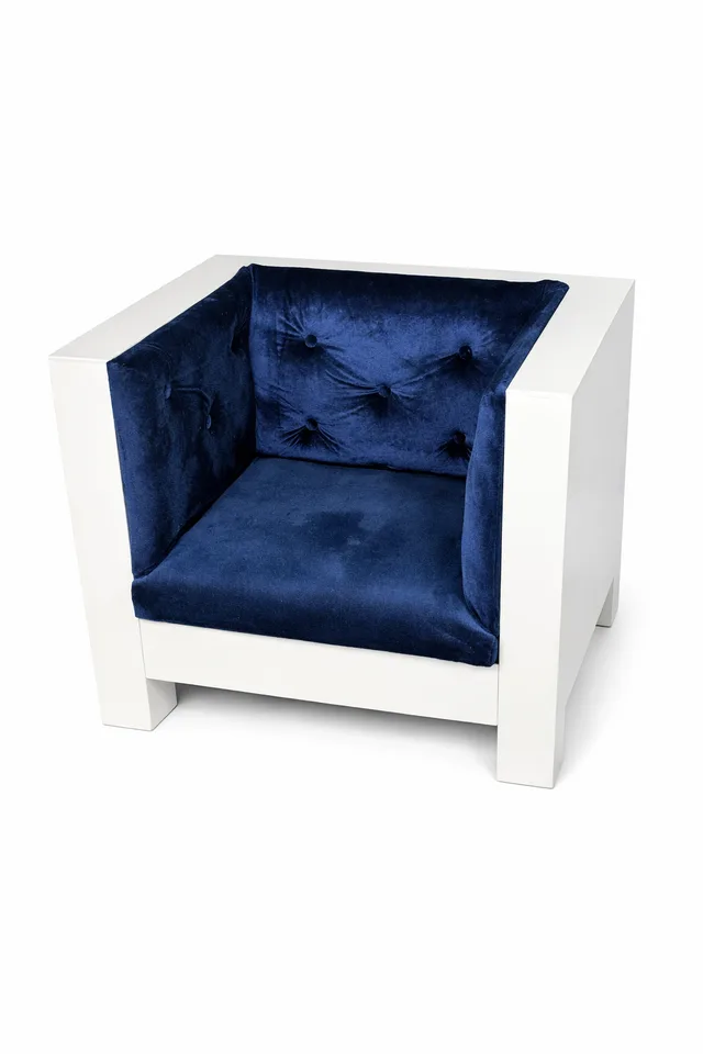 White Chair with Royal Blue Velvet