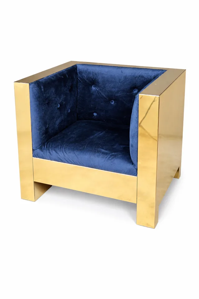 Gold  Chair with Royal Blue Velvet Fabric