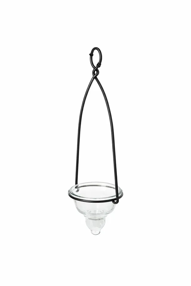Black Wire Hanging Votives with Clear Glass Nipple