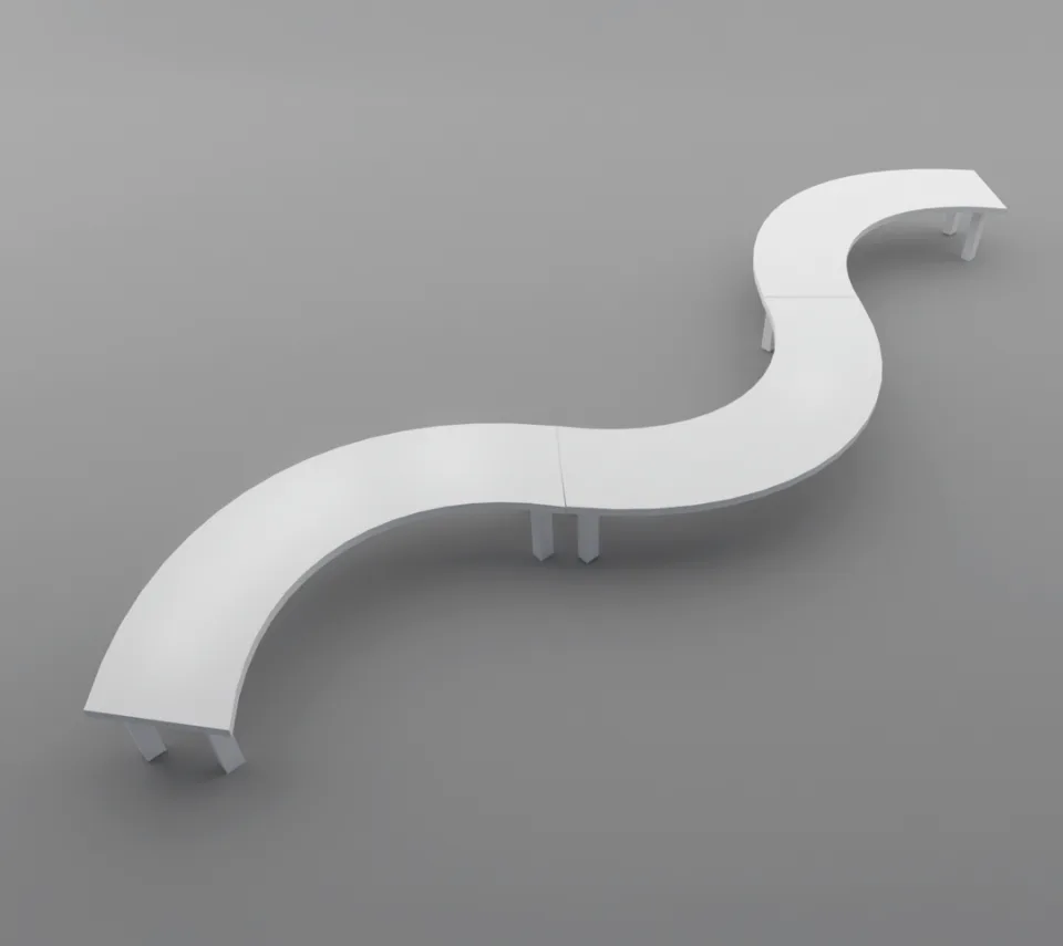 White Vinyl Serpentine Table