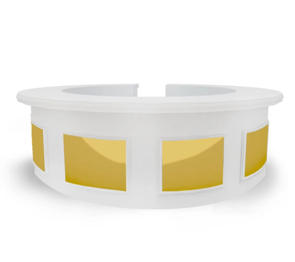 Gold and White Round Wooden Bar