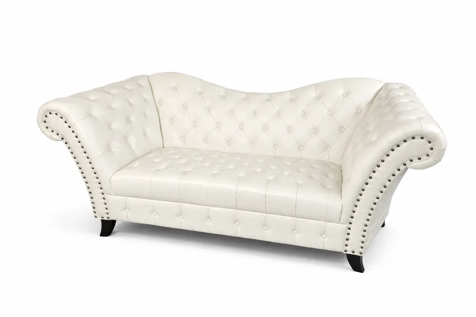 White Vinyl Studded Loveseat