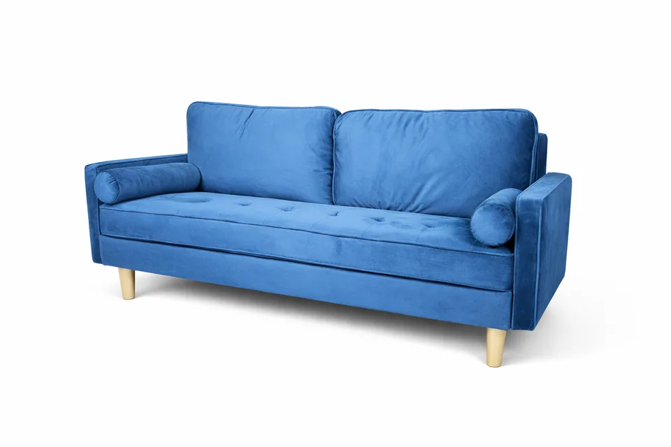Royal Blue Velvet Square Couch