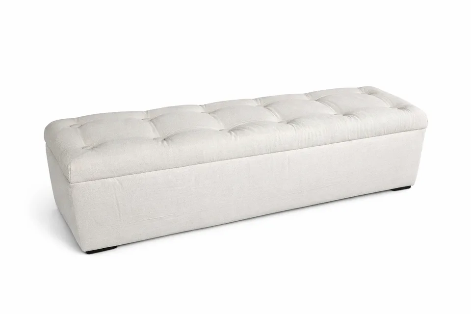 Linen Tufted Bench