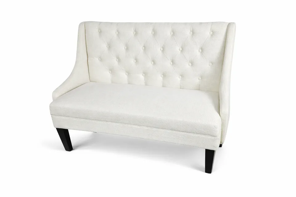 Cream Tufted Linen Loveseat